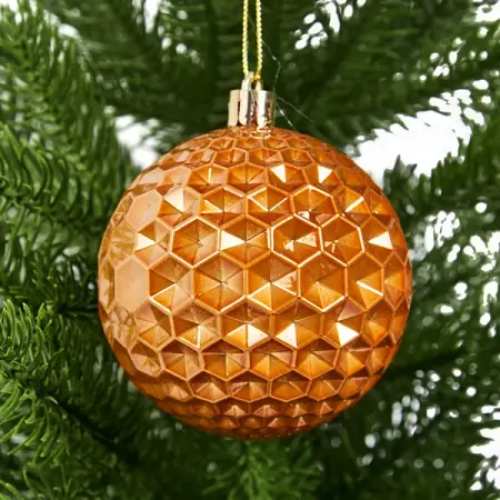 Елочное украшение Шар с объемным узором Christmas ø8 см цвет коричневый