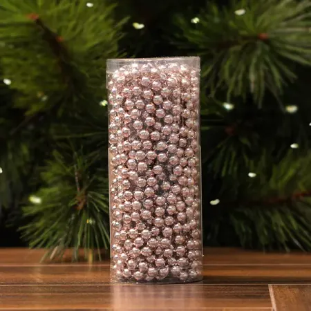 Бусы пластиковые D8мм 10м розовый новогодние