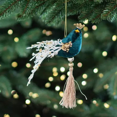 Украшение декоративное подвесное Птичка 16x16 см зеленый