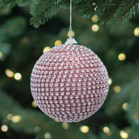 Шар елочный Инди ø10 см пластик розовый новогодний