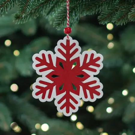 Елочная игрушка Снежинка 11x11 цвет красный