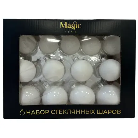 Набор елочных украшений Подвес ø5 см стекло белый 26 шт.