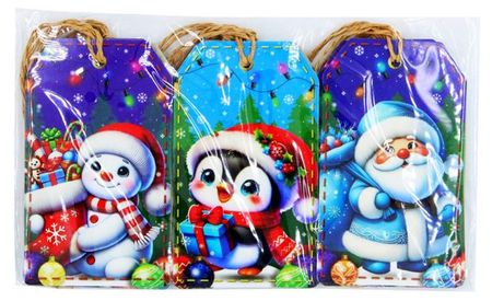 Тэг-бирка для подарков ArteNuevo с милым новогодним дизайном, 12 шт