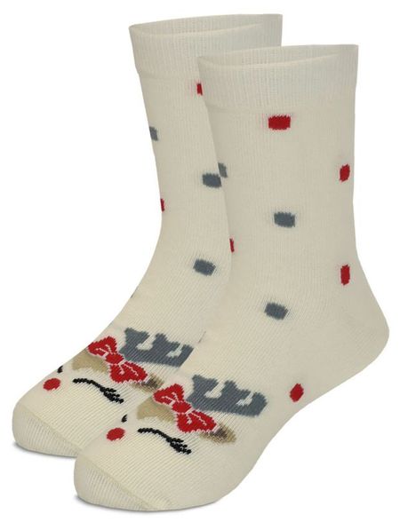 Носки для девочек новогодние Носик бежевые, р 16-18