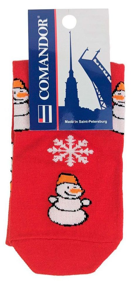 Носки мужские новогодние Comandor Снеговик красные, р. 27