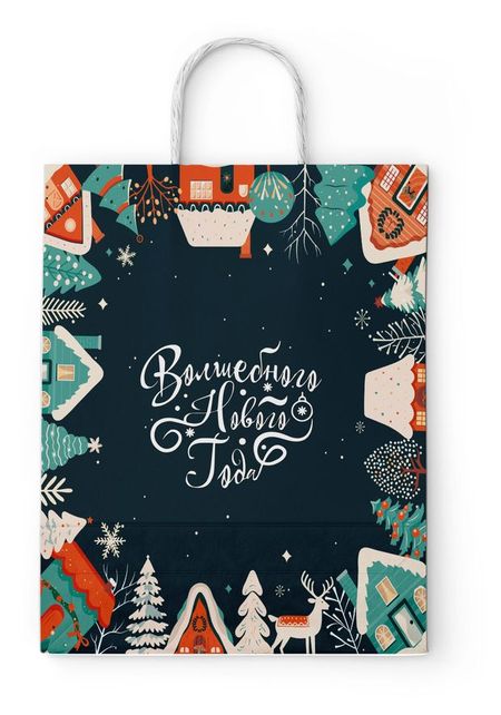 Пакет подарочный ПЗБМ бумажный 25х22х12 см, 1 шт в ассортименте