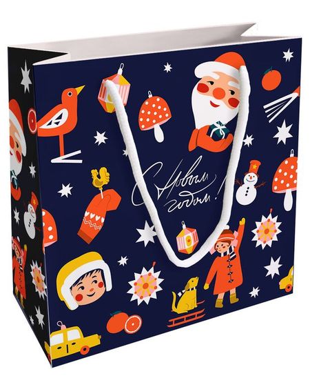 Пакет подарочный Be Smart бумажный С новым годом N5, 20х20 см 1 шт в ассортименте