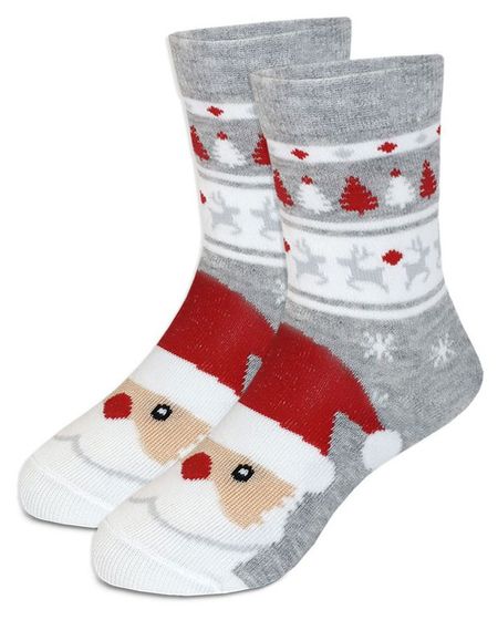 Носки детские новогодние Носик серые, р 14-16