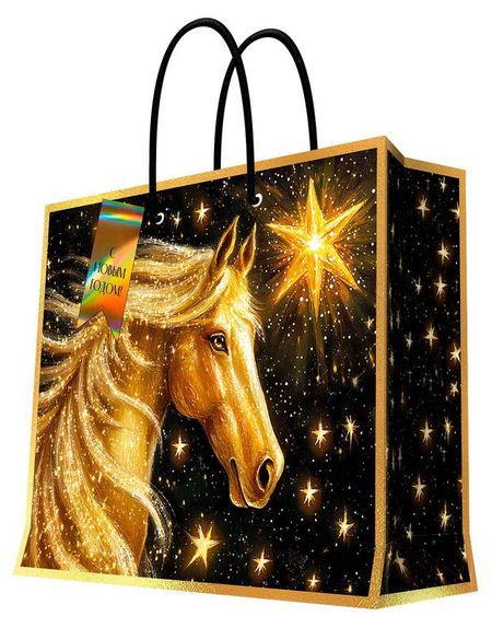 Пакет подарочный Феникс-Презент бумажный 33x26x14 см, 1 шт в ассортименте