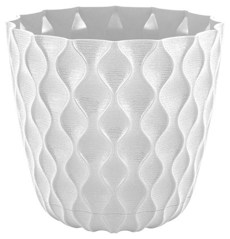 Горшок для цветов InGreen Wave с дренажной сеткой и съемным поддоном D145мм белоснежный жасмин, 1,4 л