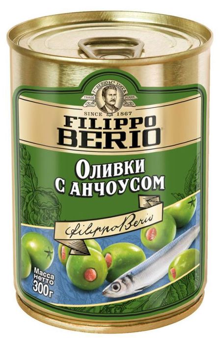 Оливки Filippo Berio с анчоусом Испания, 300 г