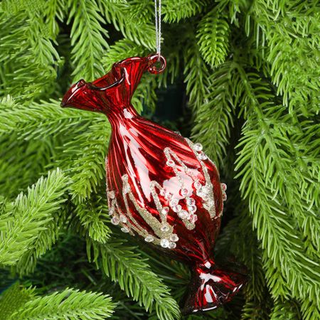 Шар Yancheng Shiny стеклянный новогодний, конфета 5,5x12 см