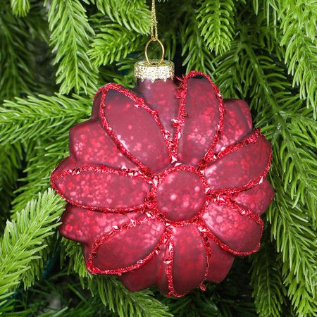 Шар Yancheng Shiny стеклянный бордовый цветок 6,5x10 см