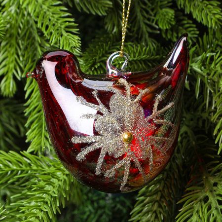 Шар Yancheng Shiny стеклянный новогодний, птица 5x6,5x7 см