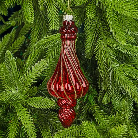 Украшение подвесное Yancheng Shiny стеклянное капля красная 6,7х6,7х16 см