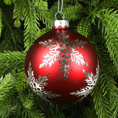 Шар Yancheng Shiny стеклянный новогодний снежинки 8 см