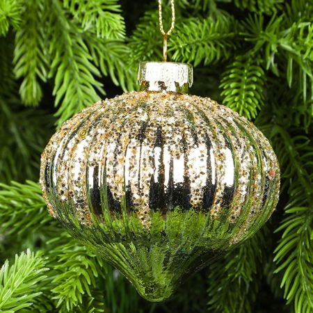 Шар Yancheng Shiny стеклянный с узором из блесток 8 см