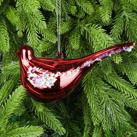 Шар Yancheng Shiny стеклянный новогодний, птица 6x5,3x16 см