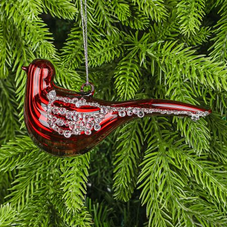 Шар стеклянный Yancheng Shiny новогодняя птица 6х4,5х12см