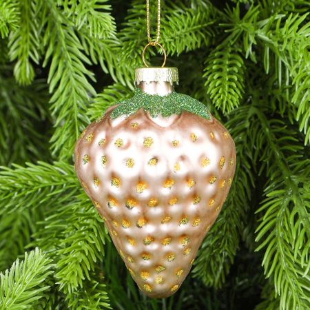 Украшение Yancheng Shiny стеклянное клубника 5x5x8,5 см