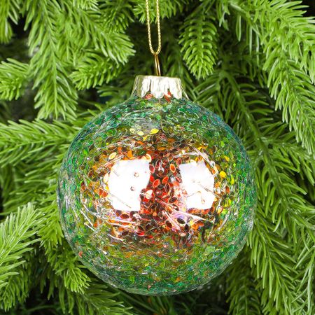 Шар Yancheng Shiny стеклянный новогодний с орнаментом 8 см