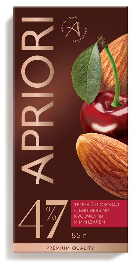 Шоколад темный Apriori с вишневыми кусочками и миндалем, 85 г