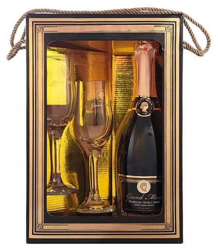 Игристое вино Grand Mane белое полусухое Армения, 0,75 л + 2 бокала чжэньхуэй шэнь очерк китайской культуры