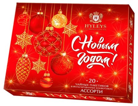 Чайное ассорти HYLEYS С Новым годом! в пакетиках 20 шт х 2 г, 1 шт в ассортименте