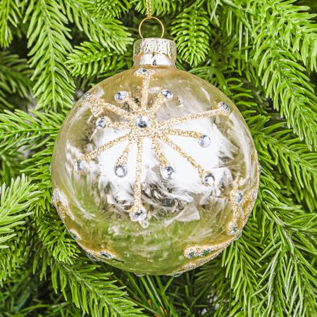 Шар Yancheng Shiny стеклянный с узором из блёсток 8 см