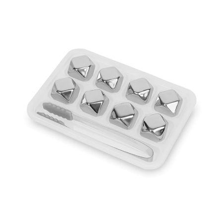 Набор охлаждающих многоугольников Homefeel кубики 8 штук + щипцы для льда