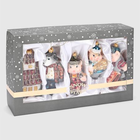 Набор ёлочных игрушек Snow and Stars Волк и поросята 5 шт 3d art роспись ёлочных игрушек дед мороз и снеговик ир 012