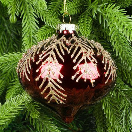 Шар Yancheng Shiny стеклянный красный с золотым узором