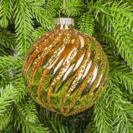 Шар Yancheng Shiny стеклянный с золотым орнаментом 8 см