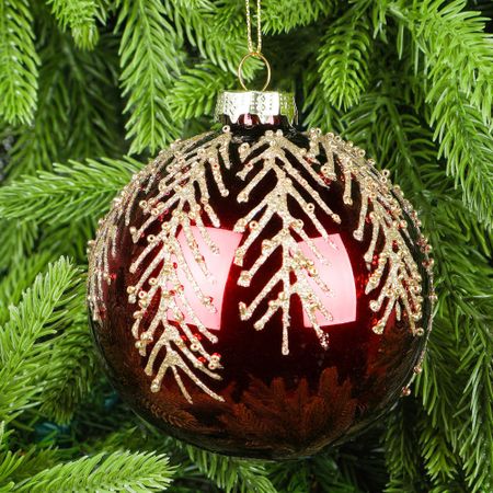 Шар Yancheng Shiny стеклянный красный с золотым узором