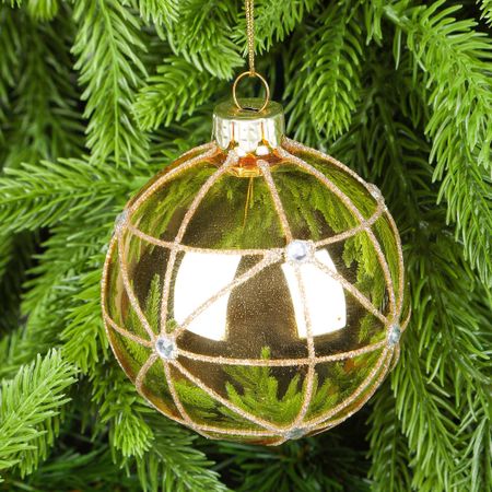 Шар Yancheng Shiny стеклянный золотой со стразами 8 см