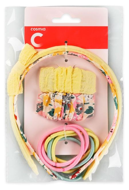 Набор Cosmia ободки заколки резинки желтые, 10 предметов