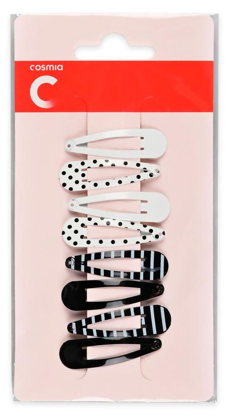 Заколки для волос Cosmia черно-белые, 8 шт заколки аниме ушки белые иск мех 6х6 2 шт 12 dakui 001
