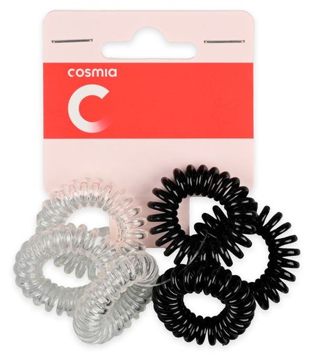 Резинки для волос Cosmia пружинки прозрачно-черные, 6 шт