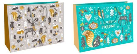 Пакет подарочный Норд, 32х26 см 1 шт в ассортименте