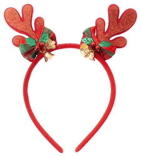 Ободок карнавальный новогодний Partymania Рожки оленя с колокольчиками, 1 шт