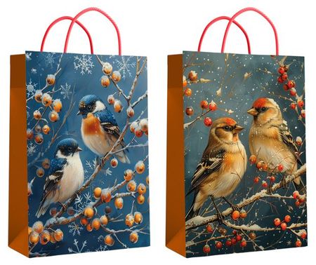 Пакет подарочный Centrum Новогодние птицы, 33х45х12 см 1 шт в ассортименте
