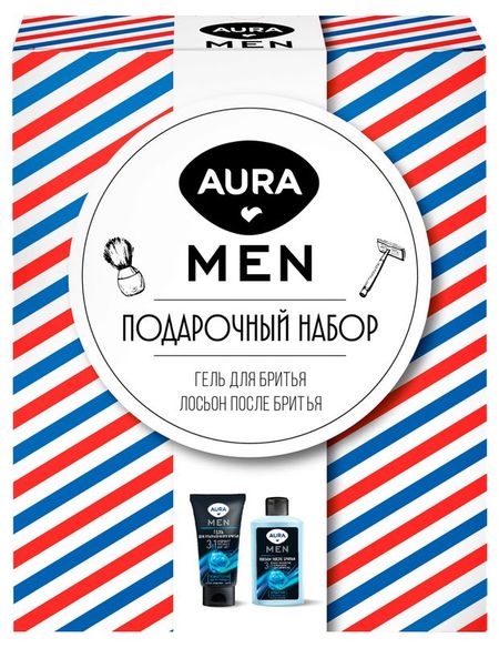Подарочный набор Aura MEN Гель для ультраточного бритья 150 мл + Лосьон после бритья Ультра свежесть 150 мл