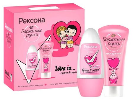 Набор подарочный Рексона Бархатные ручки для девочек, Антиперспирант шариковый 50 мл + Крем для рук увлажняющий 45 мл
