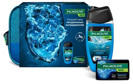 Подарочный набор Palmolive Men Гель для душа 250 мл + Мыло твердое 90 г + Косметичка, 1 шт