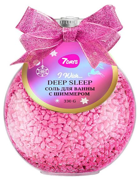 Соль для ванны 7Days Deep Sleep с шиммером розовая, 330 г