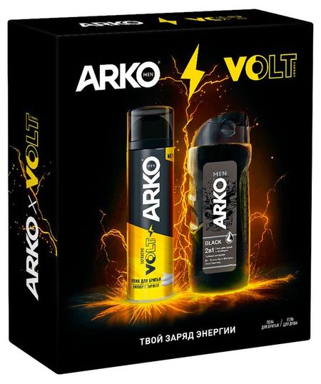 Набор подарочный для мужчин Arko Пена для бритья 200 мл + Гель и шампунь для душа 2в1 260 мл