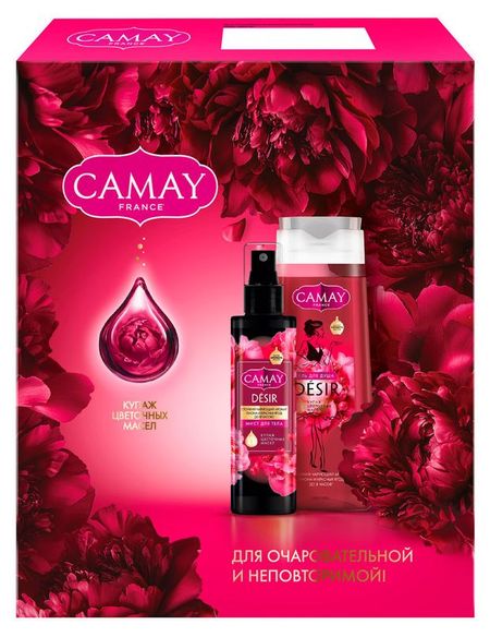 Набор подарочный женский Camay парфюмированный, Гель для душа 250 мл + Спрей мист для тела и волос 190 мл