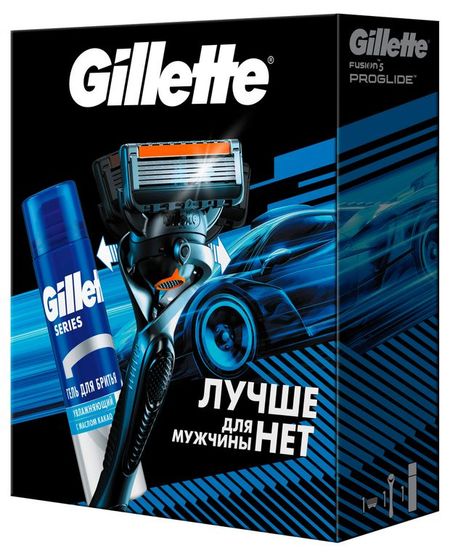 Набор подарочный для мужчин Gillette Fusion5 ProGlide Гель для бритья 200 мл + Бритвенный станок с кассетой
