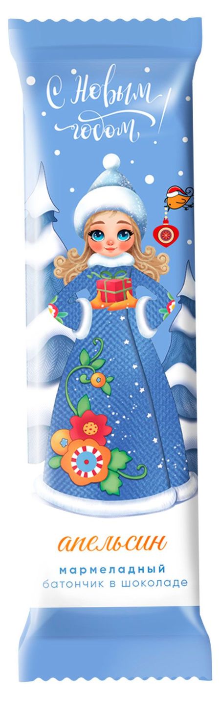Батончик мармеладный Couturier в шоколаде Снегурочка со вкусом апельсина, вес
