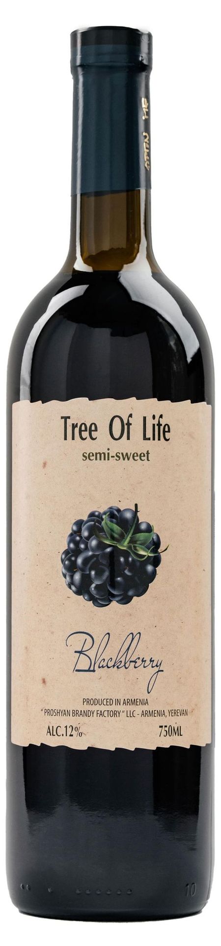 Плодовая алкогольная продукция Tree of Life с ежевикой полусладкая Армения, 0,75 л